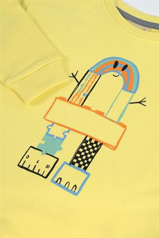 GEOMETRIC RAINBOW Sweatshirt Pair - YELLOW (Striped Cord)